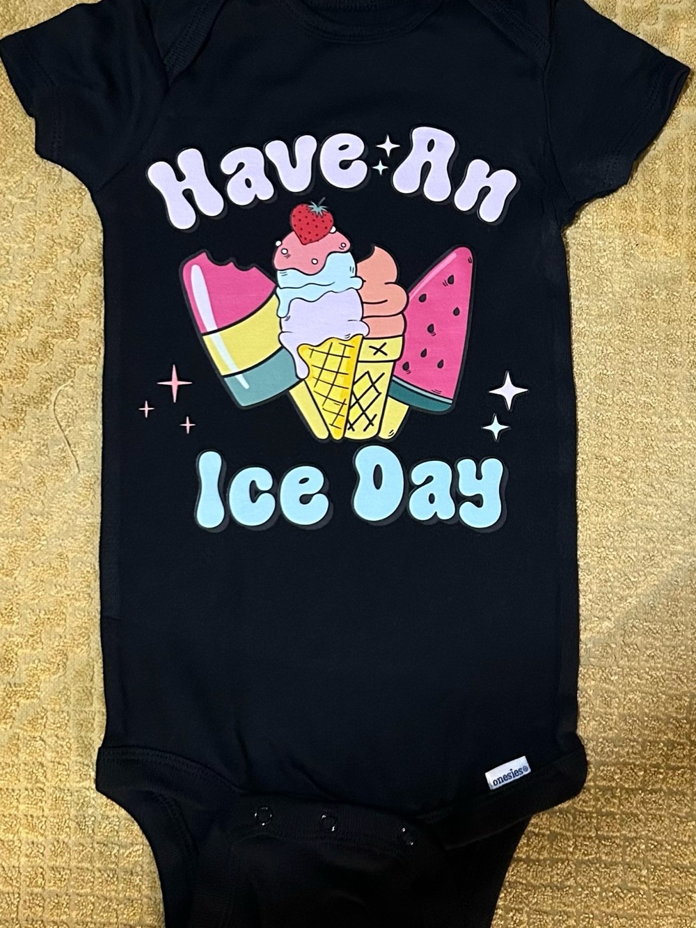 New!! Have An Ice Day Black Graphic Baby Onesie - Size 18 Months